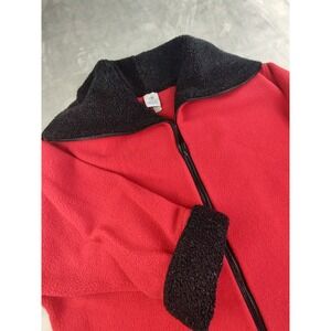 Ferree Portland Maine Red Black Fleece Sherpa Collar Zip Jacket M/L